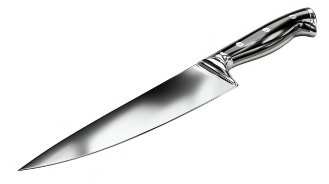 Chef knife isolated on black background studio on transparent background