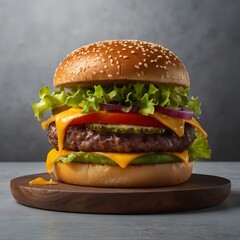 Delicious Burger Gradient Background – Juicy Fast Food Aesthetic for Ads & Design.