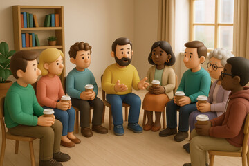 Animated group therapy with emotional storytelling