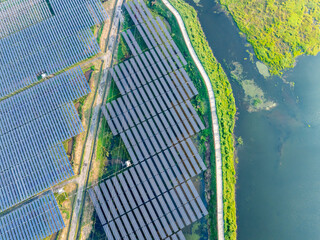 Aerial view of solar photovoltaic power station