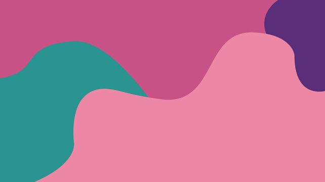 Abstract background with simple fluid shapes in a lovely palette of pink and deep teal. A clean and minimalist modern design featuring a balanced, calm composition.