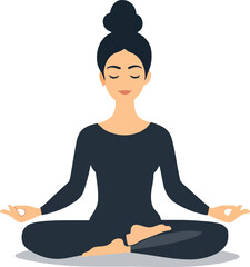 silhouette of a young woman meditating