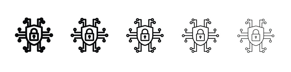 Cyber security icon vector in editable stroke linear pictogram
