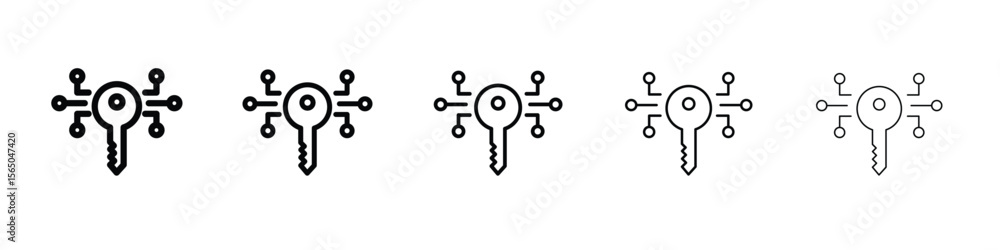 Poster digital key icon vector in editable stroke linear pictogram