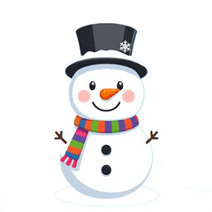 Cute snowman with black top hat