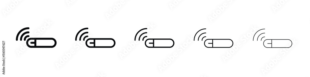 Poster dog microchip icon vector in editable stroke linear pictogram