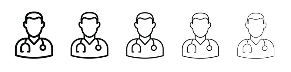 Doctor icon vector in editable stroke linear pictogram