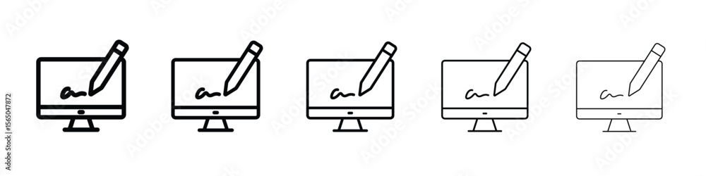 Poster electronic signature icon vector in editable stroke linear pictogram