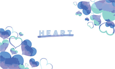 ブルーのハートの水彩風のフレーム