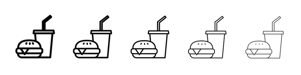 Fast food icon vector in editable stroke linear pictogram