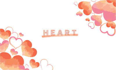 ハートの水彩風フレーム　