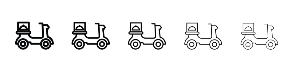 Food delivery icon vector in editable stroke linear pictogram