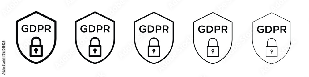 Poster gdpr shield icon vector in editable stroke linear pictogram