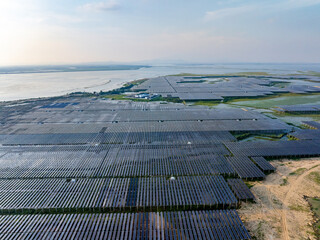 Aerial view of solar photovoltaic power station