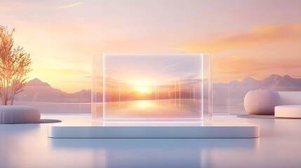 Tranquil Glass Table with Sunset View