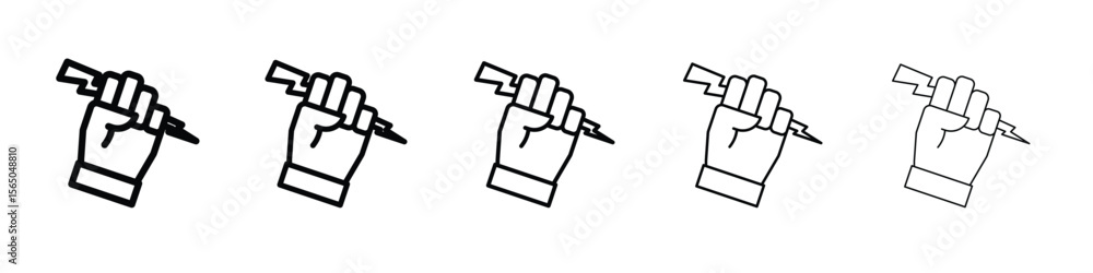 Poster hand with power icon vector in editable stroke linear pictogram