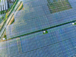 Aerial view of solar photovoltaic power station