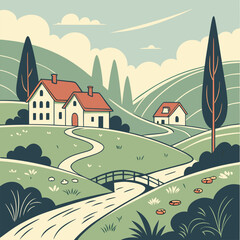 vector illustration of a village