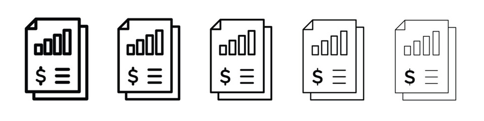 Income statement icon vector in editable stroke linear pictogram