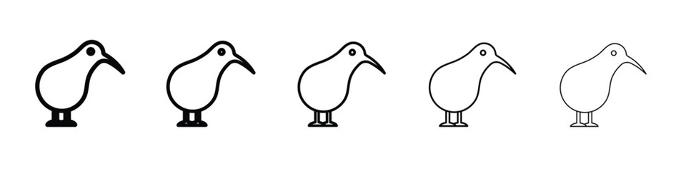 Kiwi bird icon vector in editable stroke linear pictogram
