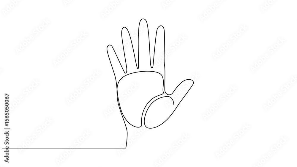 Poster self drawing simple animation of two hands reaching out towards each other drawn, animation continuo