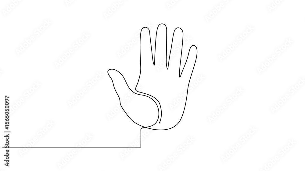 Poster self drawing simple animation of two hands reaching out towards each other drawn, animation continuo