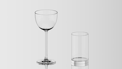 Illustration of glass cup, isolated on white background.