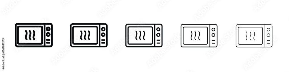 Poster microwave icon vector in editable stroke linear pictogram