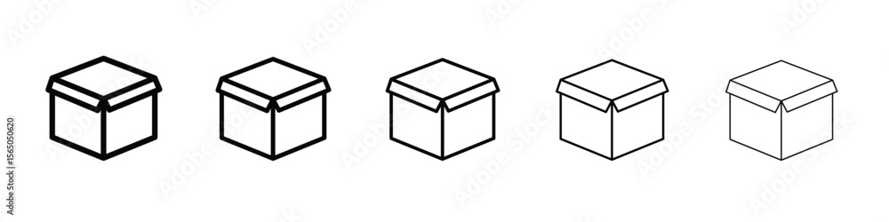 Poster open box icon vector in editable stroke linear pictogram