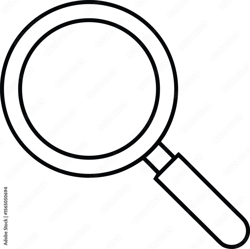 Poster clean line drawing of a magnifying glass for search and discovery concepts