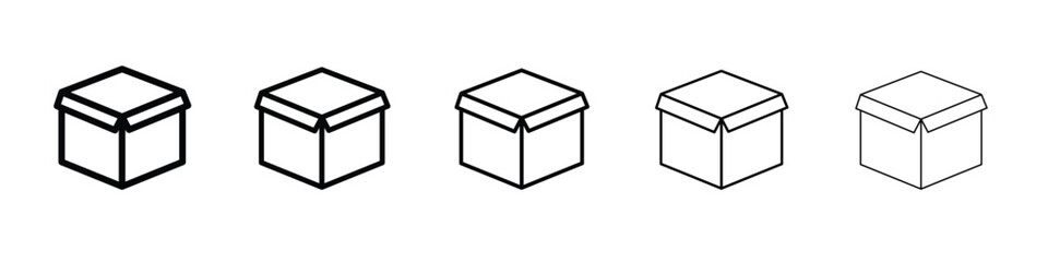 Open box icon vector in editable stroke linear pictogram