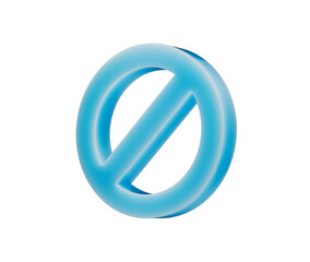 A sleek blue prohibition icon with a diagonal bar, symbolizing restriction or denial. 3d illustration