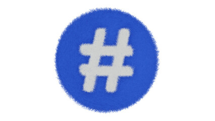 たくさんの柔らかい毛の生えた、ハッシュタグのぬいぐるみ：背景透過