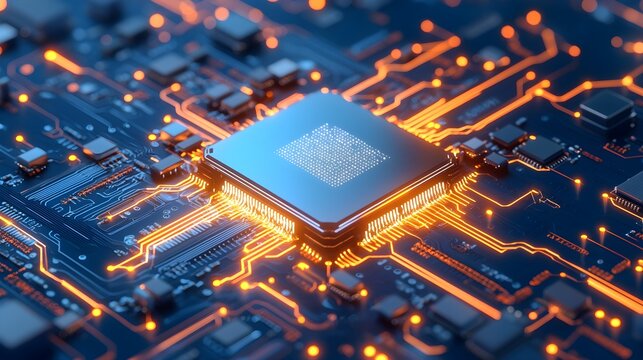 Close Up Computer Chip on Circuit Board