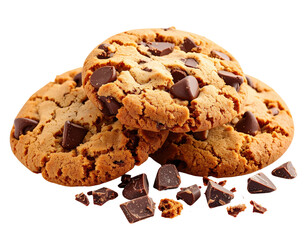 Chocolate chip cookies homemade baked dessert sweet delicious treat on transparent background