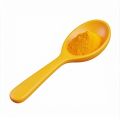 Yellow Turmeric Powder in Orange Spoon