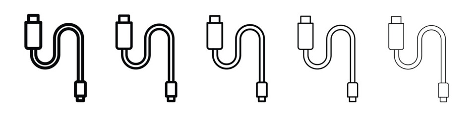 Phone cable icon vector in editable stroke linear pictogram