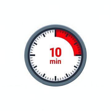 Close up of a circular timer showing ten minutes remaining with red indicator