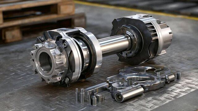 Exploded view of tractor reduction axle components
