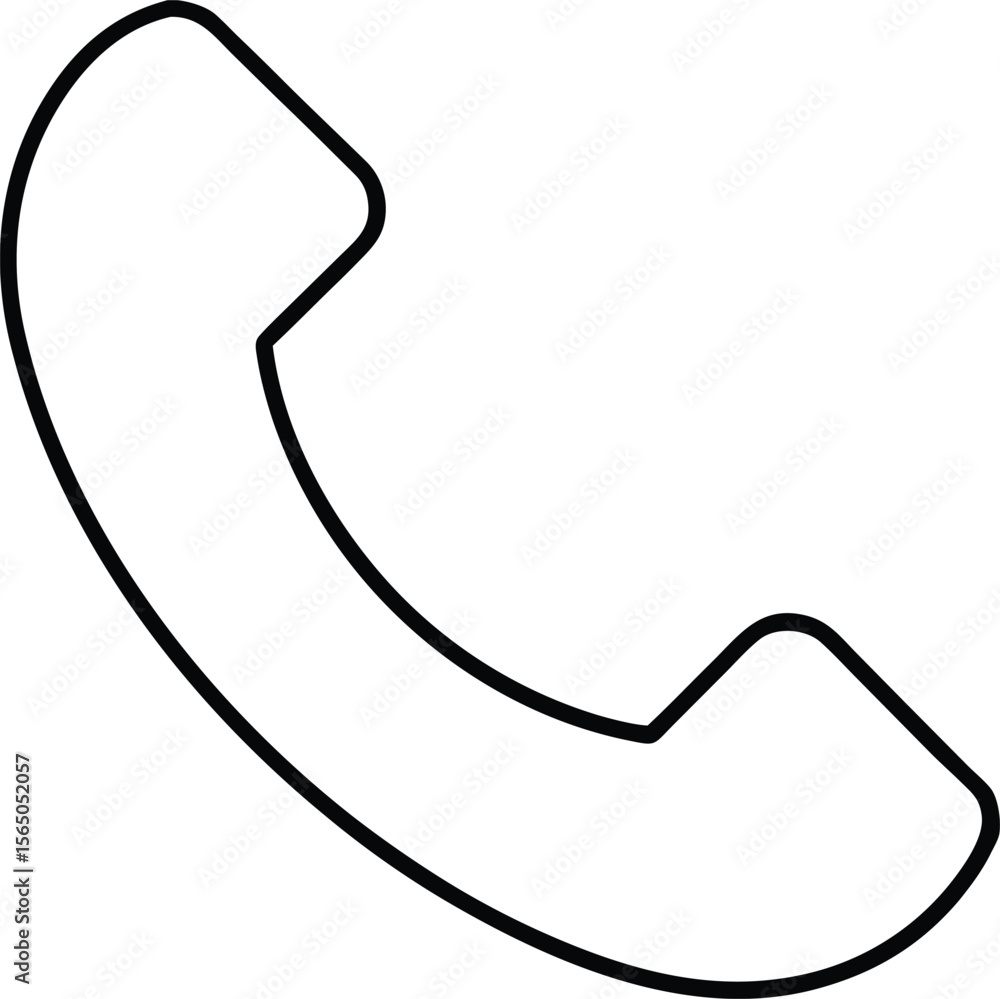 Poster thin line phone receiver icon for call support and communication themes