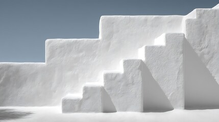 Whitewashed Steps with Greek Island Architecture, and Summer.
