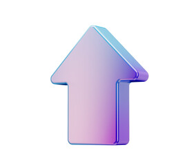 A glowing blue arrow pointing upward, symbolizing progress, direction and growth. 3D Illustration