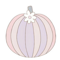 Cute pastel striped pumpkin with a flower decoration