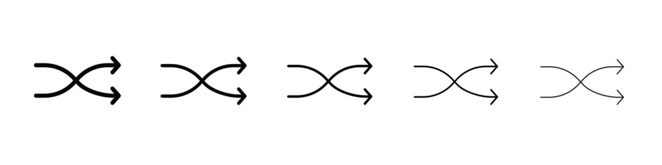 Shuffle icon vector in editable stroke linear pictogram