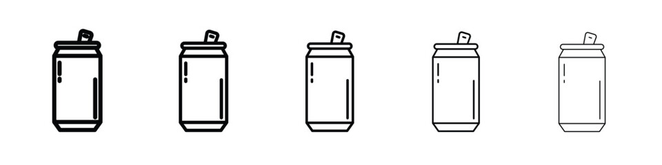 Soda can icon vector in editable stroke linear pictogram