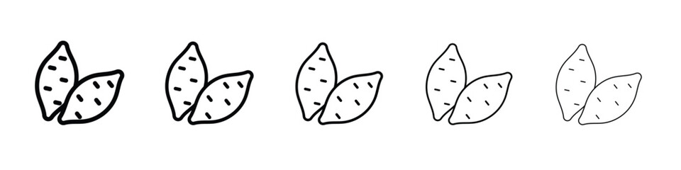 Sweet potato icon vector in editable stroke linear pictogram