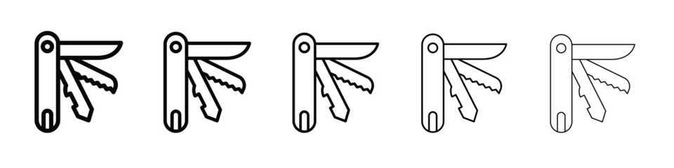 Swiss Knife icon vector in editable stroke linear pictogram