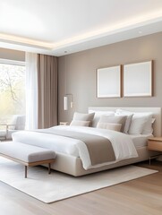Modern Minimalist Bedroom with Large Bed and Window