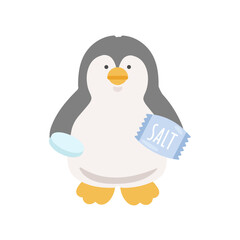 塩分あめ持つペンギン　熱中症対策　イラスト