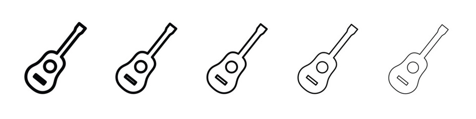 Ukulele icon vector in editable stroke linear pictogram